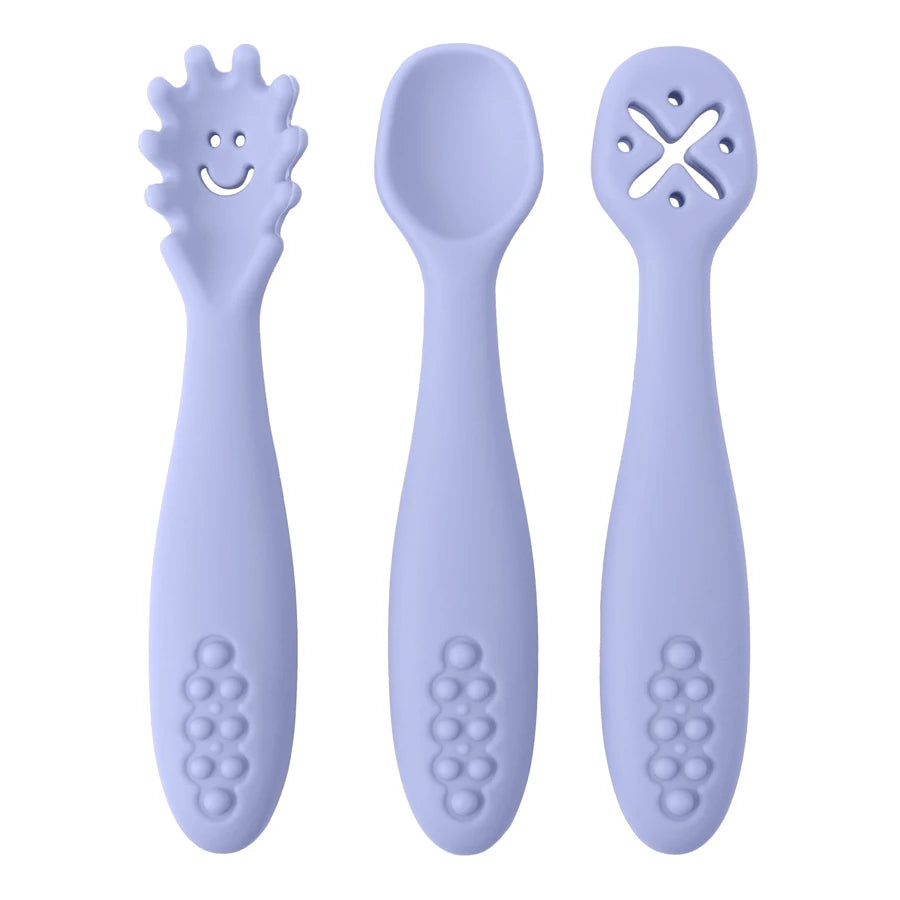 3PCS Cute Baby Learning Spoons Utensils Set, Newborn Feeding Spoon