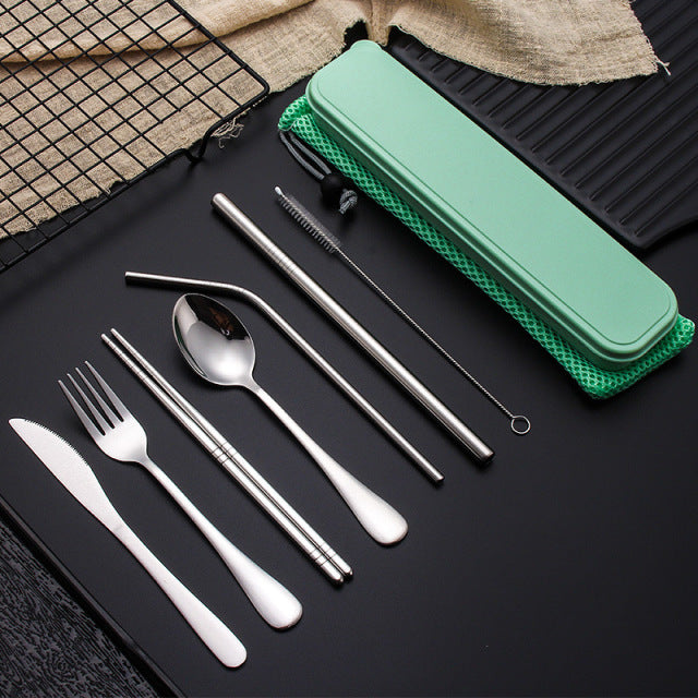 9pc Portable Stainless Steel Utensils Set