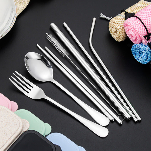 9pc Portable Stainless Steel Utensils Set