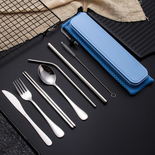 9pc Portable Stainless Steel Utensils Set