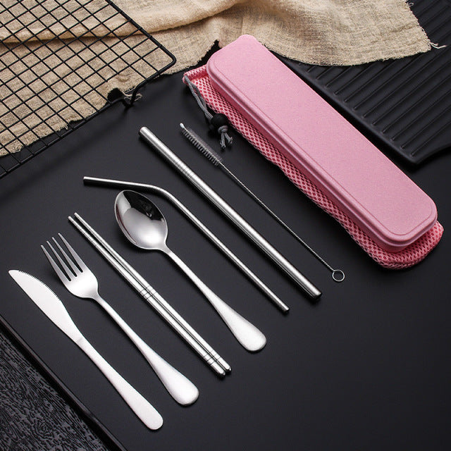 9pc Portable Stainless Steel Utensils Set