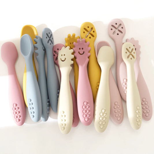 3PCS Cute Baby Learning Spoons Utensils Set, Newborn Feeding Spoon