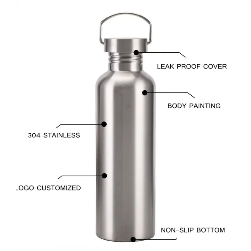 Stainless Steel Water Bottle with Steel Lid 30oz
