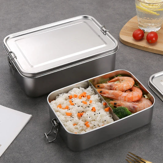 Stainless Steel Lunch Box With Removable Dividers, Dishwasher Safe