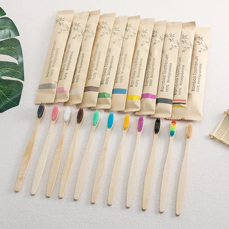 Bamboo Toothbrush Set Natural & Environmentally Friendly Toothbrush